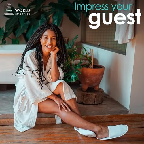 World Amenities Bulk Unisex Spa Slippers - 5 Pairs, Closed Toe Hotel Slippers