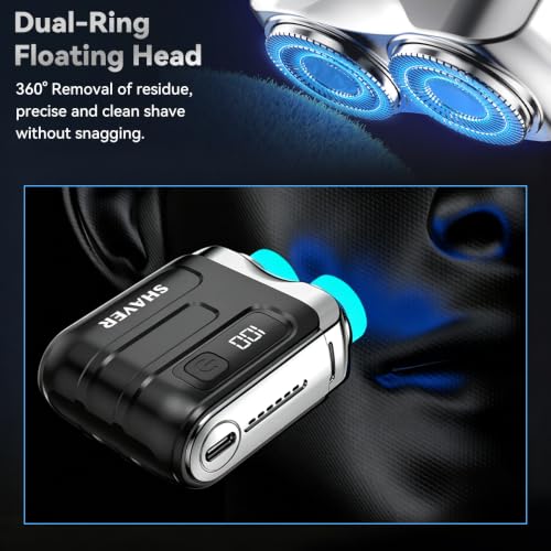 Mini Electric Shaver for Men - Waterproof Rotary Razor with LED Display