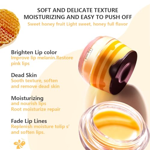 6Pcs Lip Balm Set with Honey, Strawberry, Apple Lime, Watermelon, Coconut & Cherry – Nourishing Lip Masks & Sleep Care