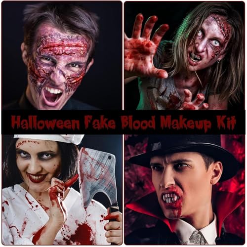 Vampire Halloween Makeup Kit with Fake Blood & Fangs - 7 PCS