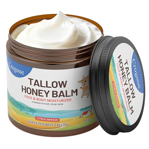Auteli Grass-Fed Beef Tallow & Honey Balm 4oz - Natural Moisturizer for Face & Body, Sensitive Skin