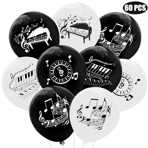 60PCS Piano Note Latex Balloons - Music Themed Party Decorations