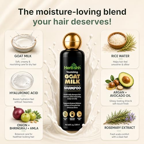 Herbishh Goat Milk Shampoo for Dry & Frizzy Hair - Hydrating & Sulfate Free