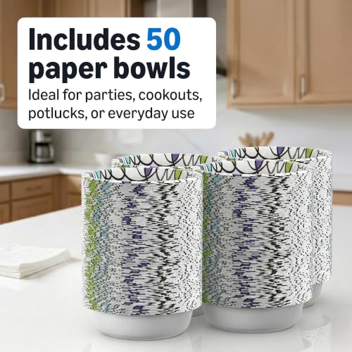 Amazon Basics 20 Oz Disposable Paper Bowls - 50 Count, Microwave Safe, Soak Proof