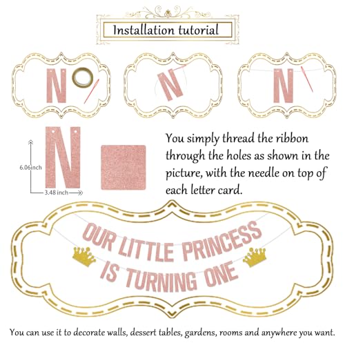 Our Little Princess Is Turning One Banner - 1st Birthday Decoration