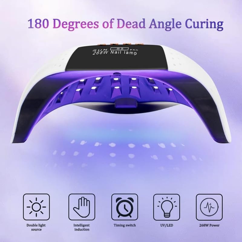 LKE 268W UV LED Nail Lamp - White Nail Dryer with 4 Timers & Automatic Sensor
