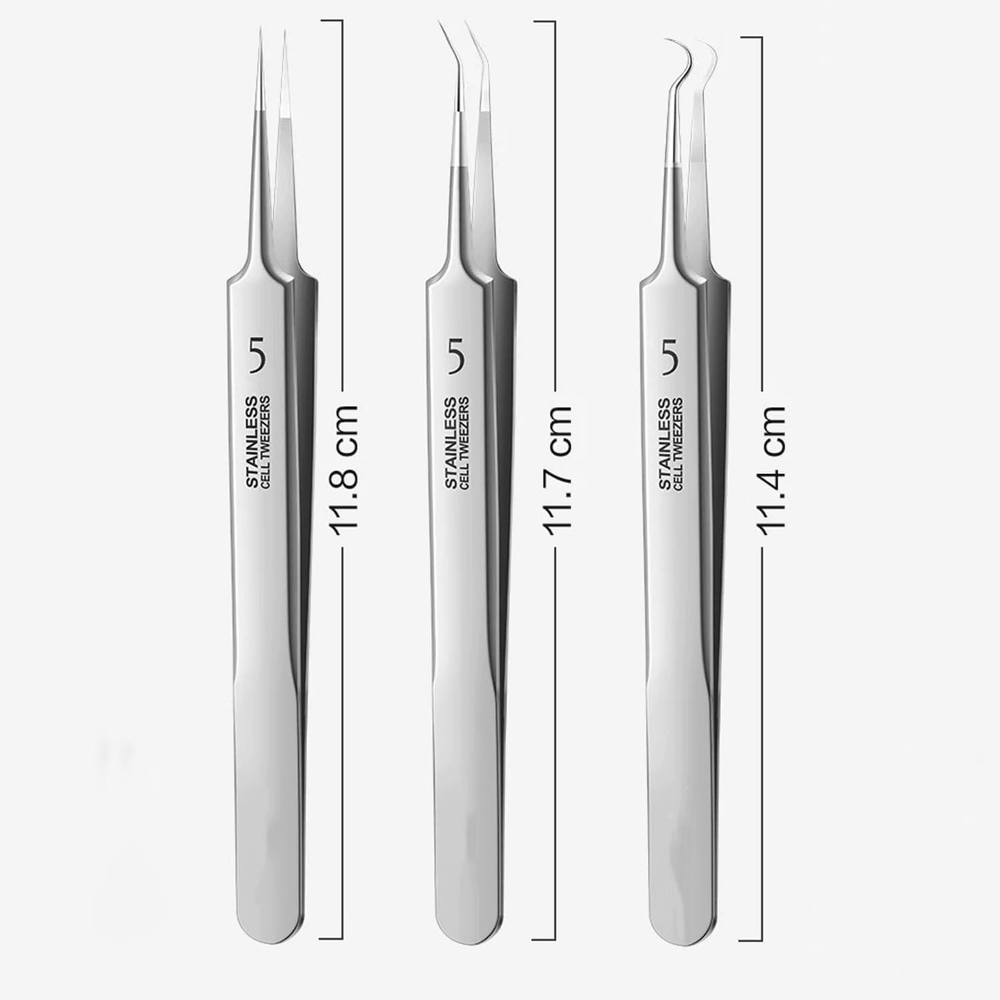 Blackhead & Acne Removal Tool Set 3PCS Professional Stainless Steel Blackhead Tweezers, Extractor for Removing Pimples and Acne on Face