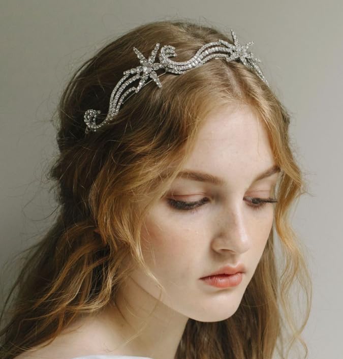 Silver Star Headband for Women - Rhinestone Hair Accessory for Weddings & Parties