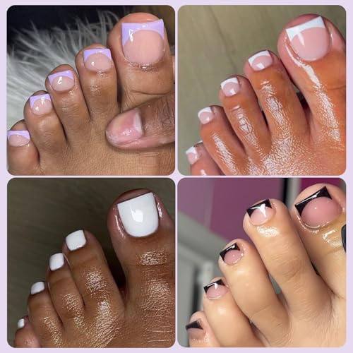 AddFavor Matte Toe Nail Tips - Half Cover Square Soft Gel Fake Toenails, 600pcs Clear
