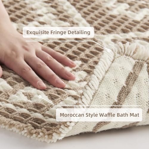 PADOOR Waffle Bath Mat - Super Absorbent, Non-Slip, 17"x28"