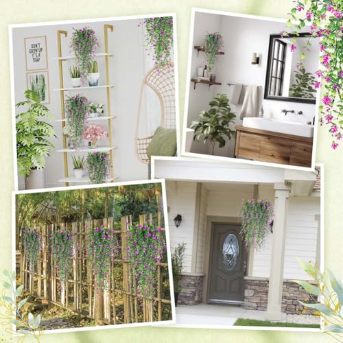 Artificial Hanging Flowers - 3 Pcs UV Resistant Faux Plants for Indoor & Outdoor Decor