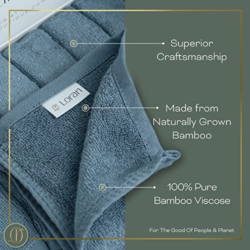 Loran 100% Bamboo Viscose Facial Washcloths - Soft Spa-Like 6-Pack, 10x10