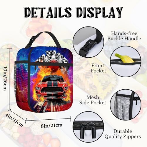 Insulated Cars Lunch Box for Kids - Reusable Thermal Tote