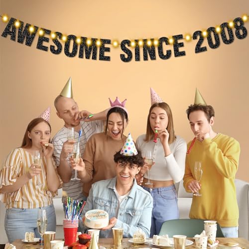 Awesome Since 2008 18th Birthday Banner with LED Lights