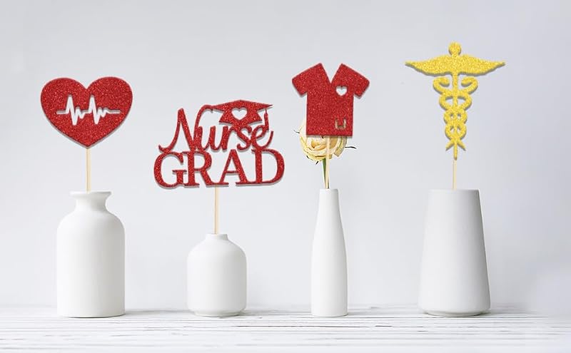 Nurse Graduation Centerpiece Sticks - 12 Table Toppers for Party Decor