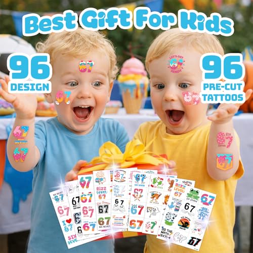Kids Temporary Tattoos 120-Piece Fun Set | Pre-Cut Meme & Party Stickers