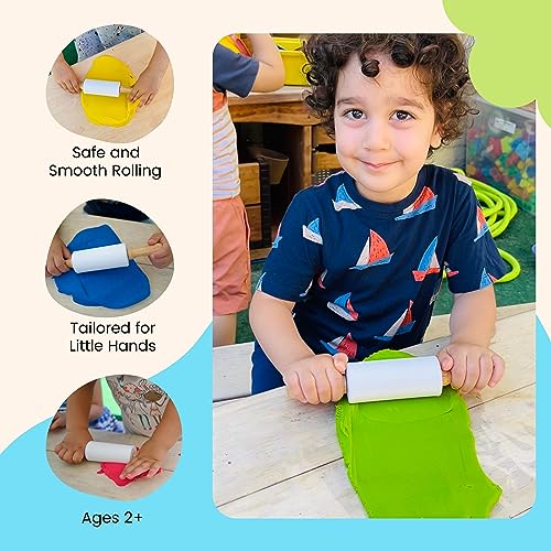 Creative Makers Kids Rolling Pin - 9in Non-Stick Silicone with Wooden Handles for Baking & Play Dough