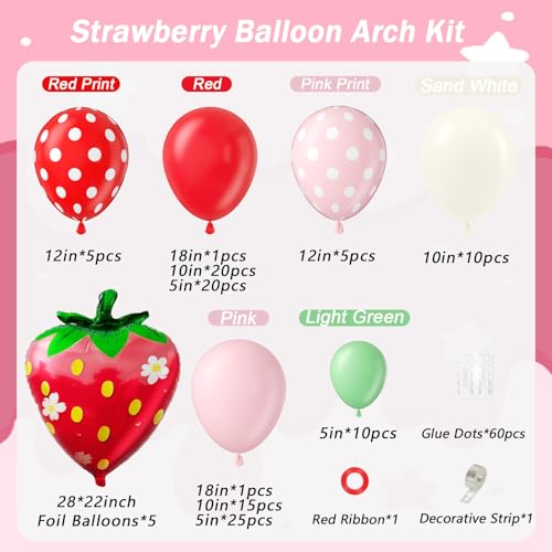 120pcs Strawberry Balloon Arch Kit for Baby Showers & Parties