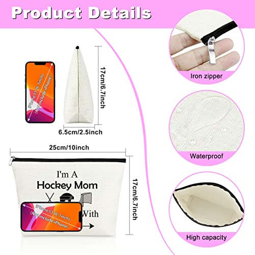 I'm a Hockey Mom Don't Puck with Me 3PCS Makeup & Zipper Pouch Gift for Women & Sports Lovers