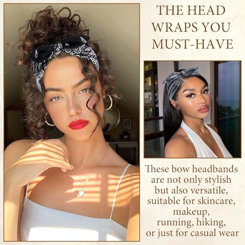 STGDAK Style 110 Boho Bow Headbands for Women 6 Pack, Cute Cashew Print