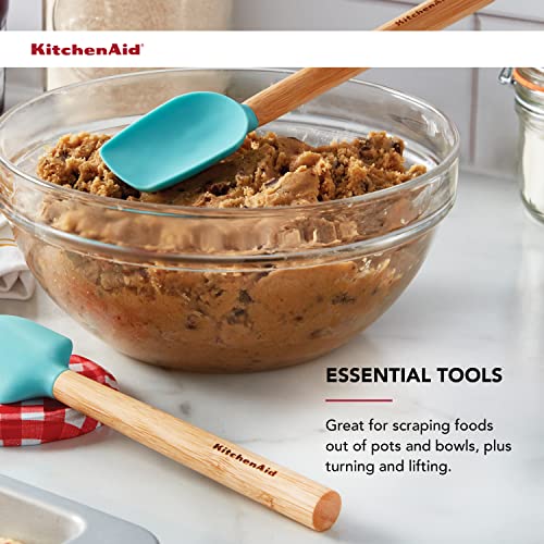 KitchenAid Mini Spatula Set with Bamboo Handle - Set of 2 in Aqua Sky