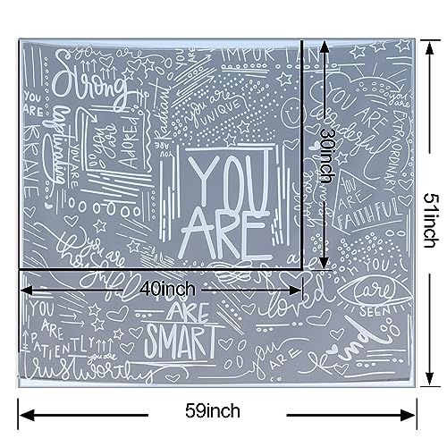 Motivational Wall Tapestry - Black & White Quotes for Bedroom | Inspirational Decor (59" x 51")