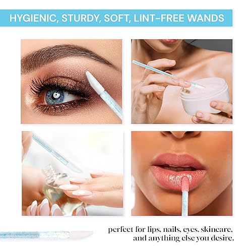 Apothie 200 Blue Crystal Disposable Lip Applicators for Lip Gloss & Lipstick, Versatile Makeup Wands Set