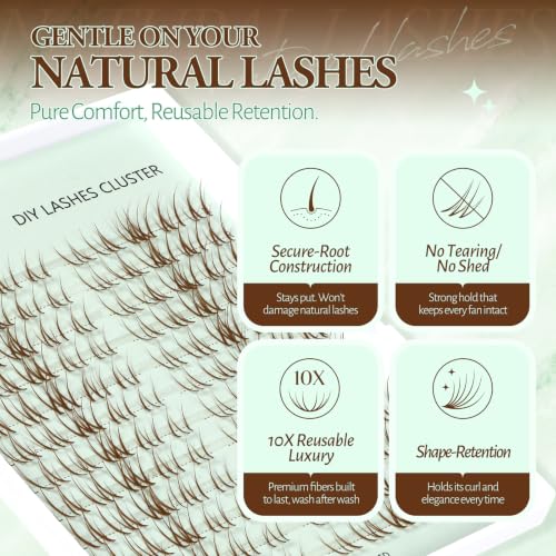 ACTROL Brown Cat Eye Lash Clusters C Curl 7-12mm Pre-Mapped Wispy Faux Mink