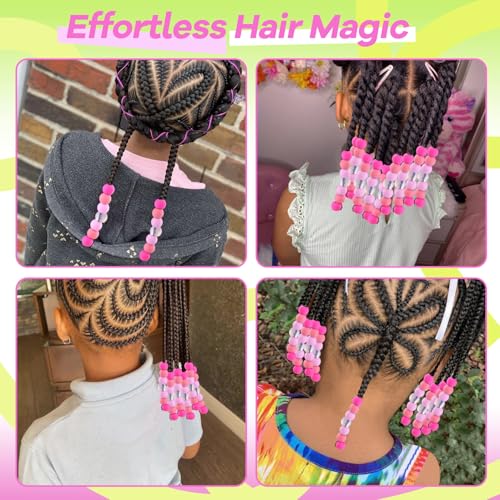 TINKRSTUFF 160Pcs Soft Silicone Hair Beads Kit for Braids with Beader Tool
