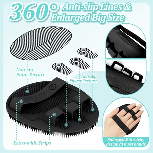 Silicone Back & Body Scrubber Set 4PCS - Gentle Exfoliating Black