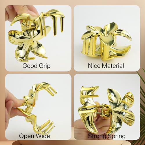 Gold Plumeria Hair Claw Clip - 3.15'' Tropical Flower Accessory