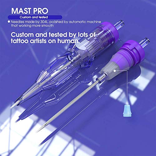 Mast Pro Tattoo Cartridges - 20 Pcs Assorted Mix, 10 Sizes Disposable Needles