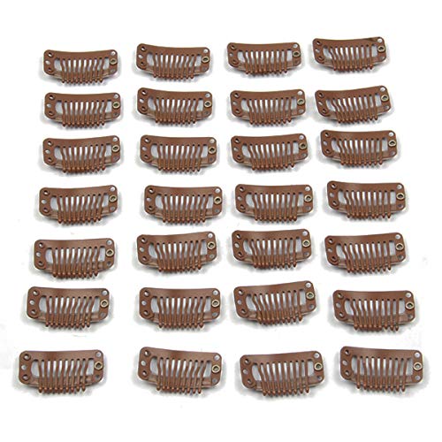 20pcs Light Brown Metal Snap Clips for Hair Extensions & Wigs