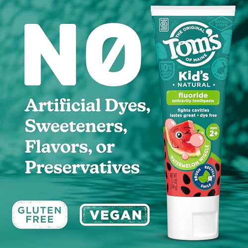 Tom's of Maine Natural Kids Fluoride Toothpaste Watermelon 3 Pack 5.1 oz