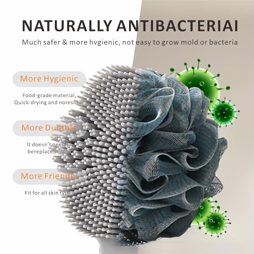 HIEERBUS 15-Inch Silicone Back Scrubber and Facial Cleansing Brush Set