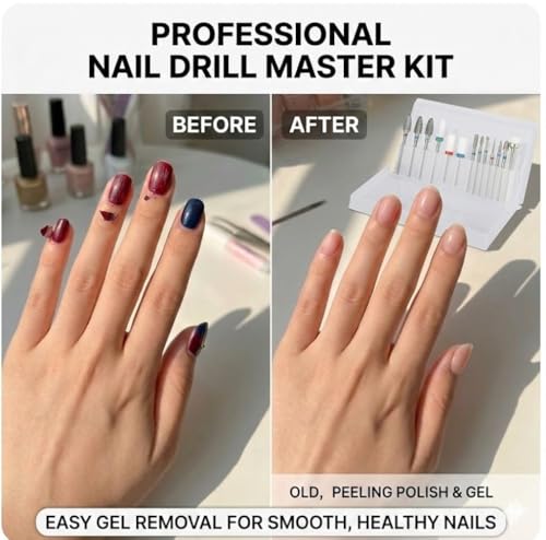 13PC Nail Drill Bits Set with Small Sanding Bands for Home Salon & Professional Use