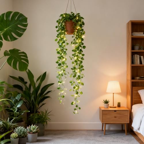 CEWOR 40ft LED Ivy String Lights - Battery Operated Garland for Home & Wedding Decor