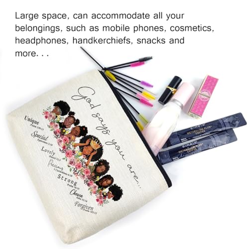 Inspirational African American Cosmetic Makeup Bag for Women - Travel & Gift