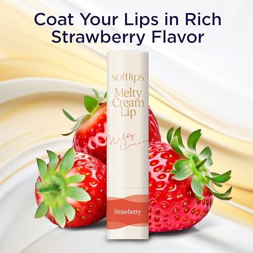 Softlips Melty Cream Hydrating Lip Balm 0.12 oz Pack of 3 | Strawberry Flavor, Long-Lasting Moisture