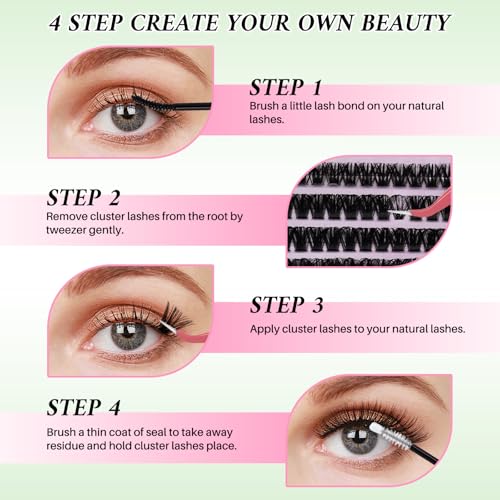 Lash Clusters Kit for Beginners Eyelash Clusters Kit Lashes Clusters Kit Cluster Lashes Pesta?as Postizas Naturales with Lash Bond&Seal,Lash Tweezers,Brush RITALASH(640pcs 20D+40D+60D+80D Kit,9-16mm)