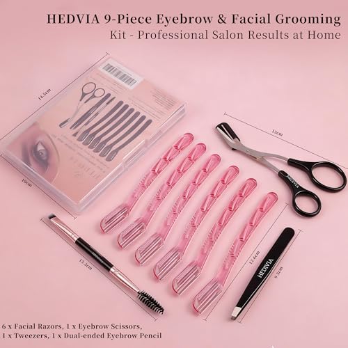 HEDVIA 9-Piece Eyebrow Razor Kit for Women - Precision Grooming