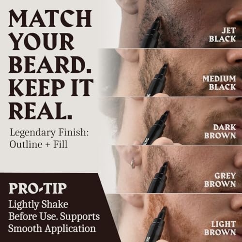 Jet Black Beard Pencil Filler & Brush for Men - Striking Viking