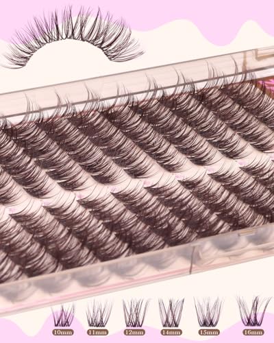 E-Brown & Cat Eye Lash Clusters - Light Volume, Reusable 10-16mm DIY Eyelash Extensions