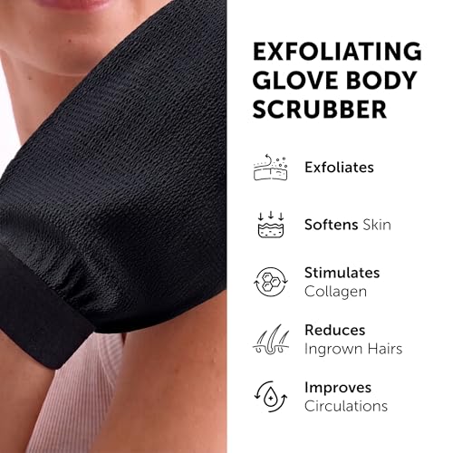 VALITIC Night Black Exfoliating Body Scrubber Glove for Shower, 1 Pack