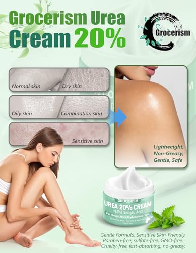 Grocerism 20% Urea Foot Cream with 2% Salicylic Acid – Daily Moisturizer for Dry Skin