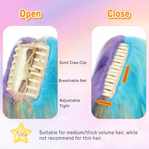 SEIKEA 18" Wavy Curly Claw Clip Ponytail Extension - Colorful Hairpiece