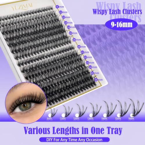 YUZIMAI 280Pcs D Curl Lash Clusters Kit for DIY Eyelash Extensions