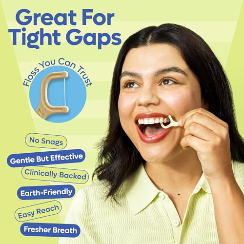 Eco-Friendly Dental Floss Picks - 50ct Straw Wheat Vegan Mint