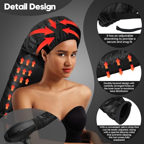 MSDADA Bonnet Hair Dryer Attachment with Adjustable Headband - Fast Drying Cap for Hair Styling and Curling