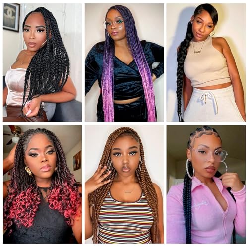 24 Inch Pre-Stretched Braiding Hair - 6 Packs Brown Yaki Extensions